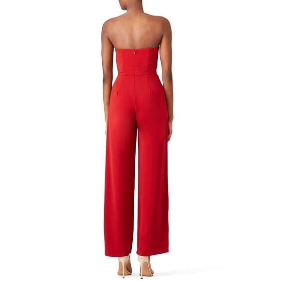 Jill Jill Stuart Kerra Jumpsuit Strapless Sweetheart Neck Pleated Straight Red 4 - Picture 2 of 11